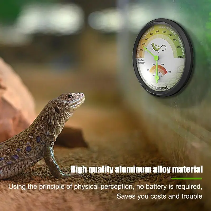 Round Hygrometer for Reptile Humidity Meter Room Thermo Meter Disc Crawler Aluminum Alloy Panel Pointer Hygrometer Thermo Meter