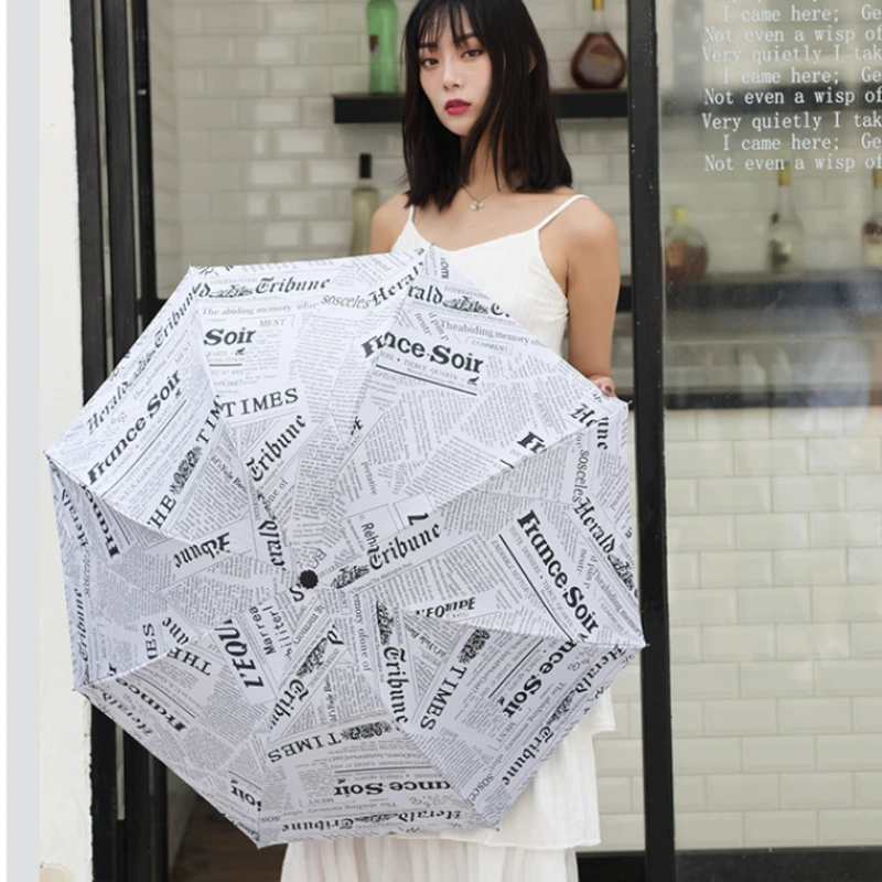 Fully Automatic Folding Newspaper Umbrella Men and Women Sunny and Rainy Umbrella Personality Creative Trend Student Umbrella