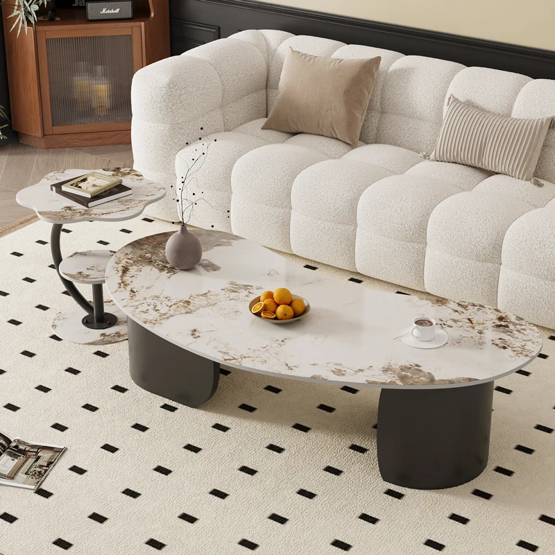 

design Aesthetic Coffee Table Living Room Nordic Round Luxury Coffee Table Slim Minimalist mesa auxiliar salon Home Furniture