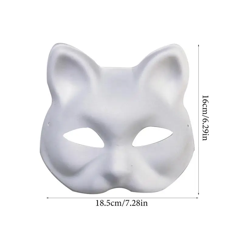10Pcs Blank White Mask Halloween Cosplay Cat DIY Paintable Half Face Mask Animal Costume Party Decorate Craft Prop