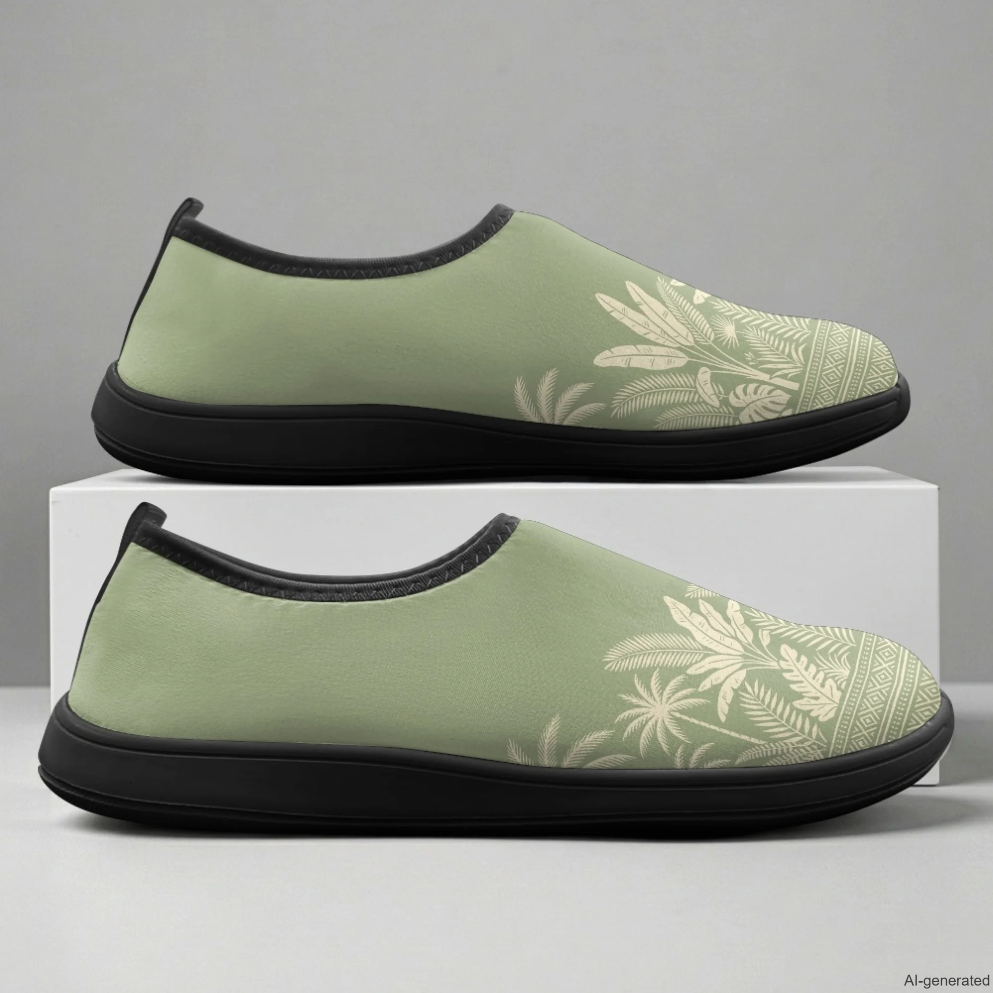 XIXIRIMIDO Wanderschuhe, Slip-on-Schuhe mit breiter Zehenpartie, Boardschuhe, Arbeitsschuhe, Freizeitschuhe für Damen und Herren, Krankenschwesterschuhe, Monstera-Print