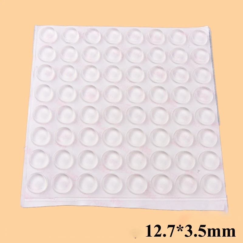 64Pcs 12.7*3.5MM Protective Silicone Rubber Feet Pads Furniture Laptop Cabinet Catches Door Stops Draw Bumper Shock Absorber