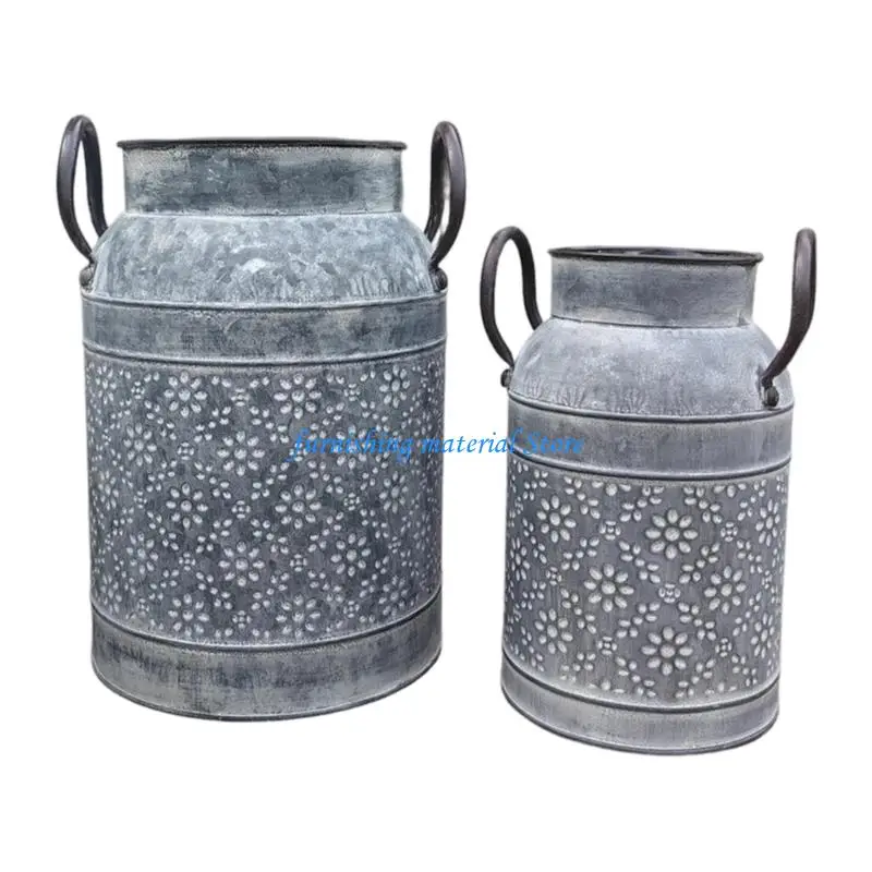 

Y5GD Retro French Pitcher Vases Metal Rustics Vases for Dried Flower,Farmhouse Decorative Pitchers Rustics Milk Jugs Vases