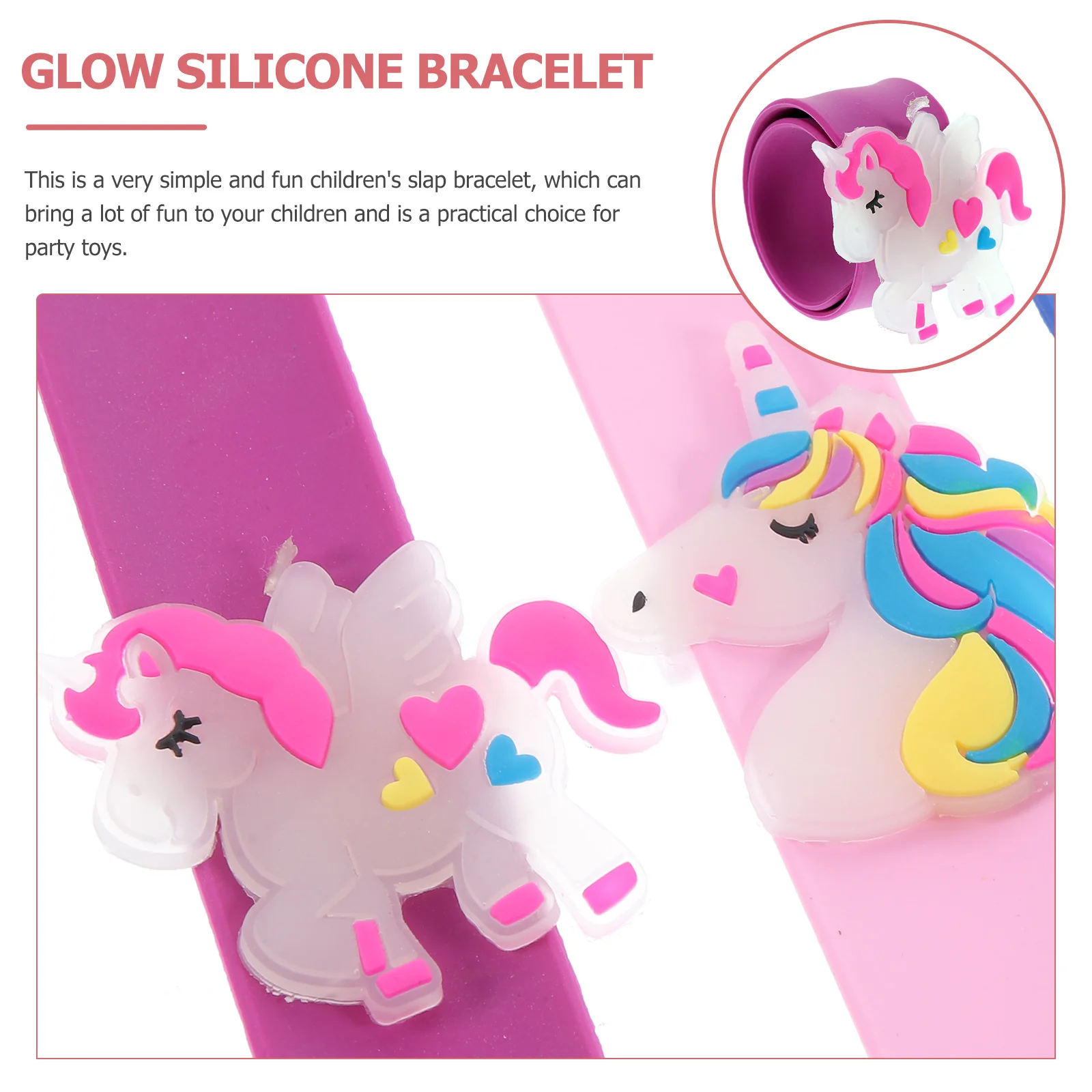 

6 Pcs Kids Bracelets Luminous Silicone Patter Ring Wrist Bands Slap Wristbands Halloween ﻿ Glow Bulk Dark Child