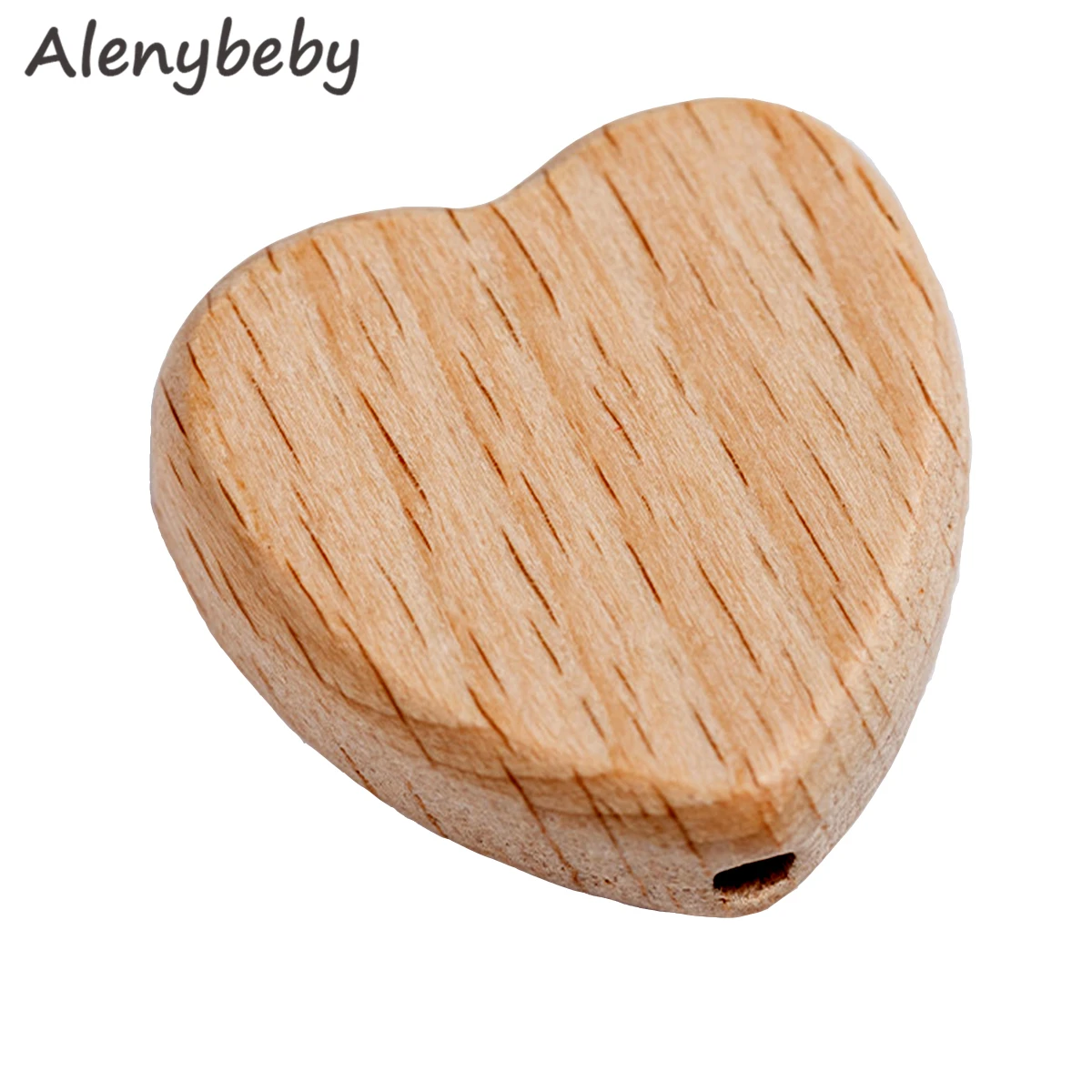 100pcs Beech Wood Love Heart Shaped Teether Beads Pendant DIY Necklace Wooden Crafts Jewelry Charm Pacifier Chain Accessories