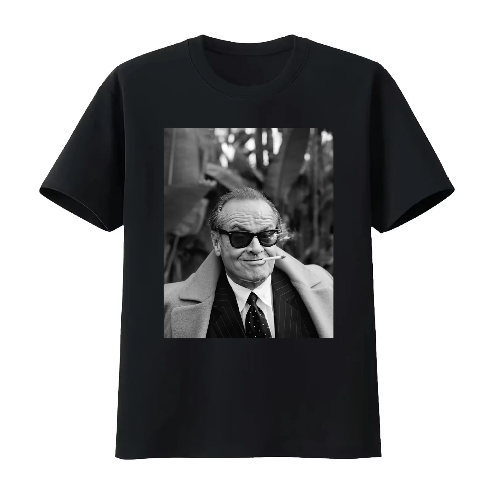 Jack Nicholson Smoking a Cigarette Black and White Vintage Photo T-Shirt Summer Casual Cotton Tee Oversized Streetwear Tops