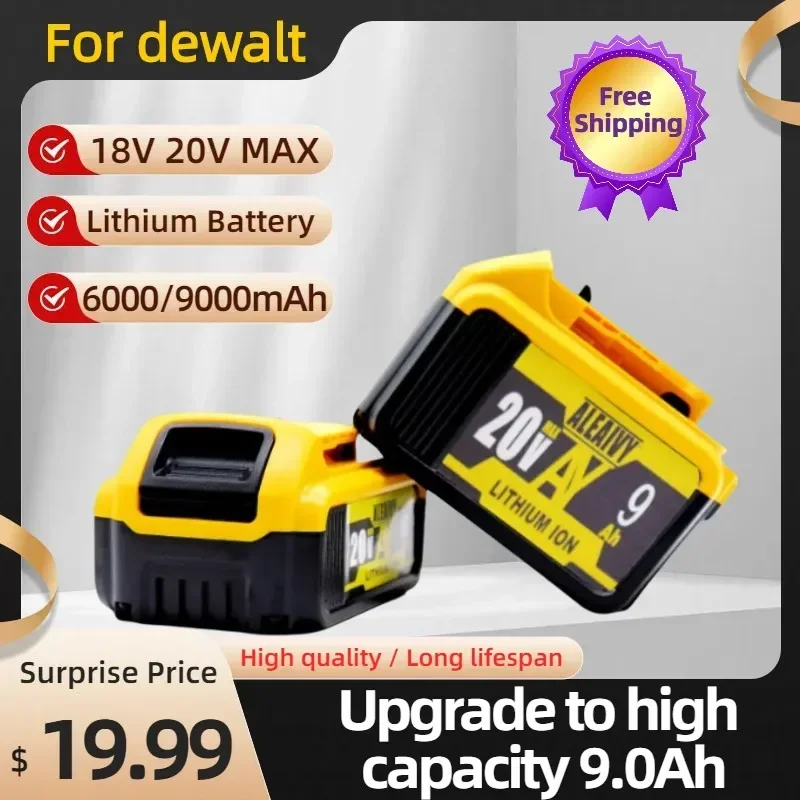 

2023 NEW DCB200 20V 4.0Ah/6.0Ah/9.0Ah Replacement Battery Compatible with For Dewalt 18V/20V Tools Battery+battery charger