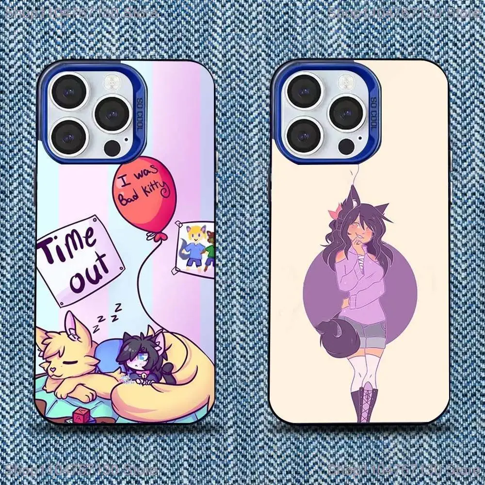 

A-Aphmau Meow Anime Cats Phone Case For iPhone 16,15,14,13,12,11,Mini,Pro,SE,MAX Blue Matte Silicone Cover