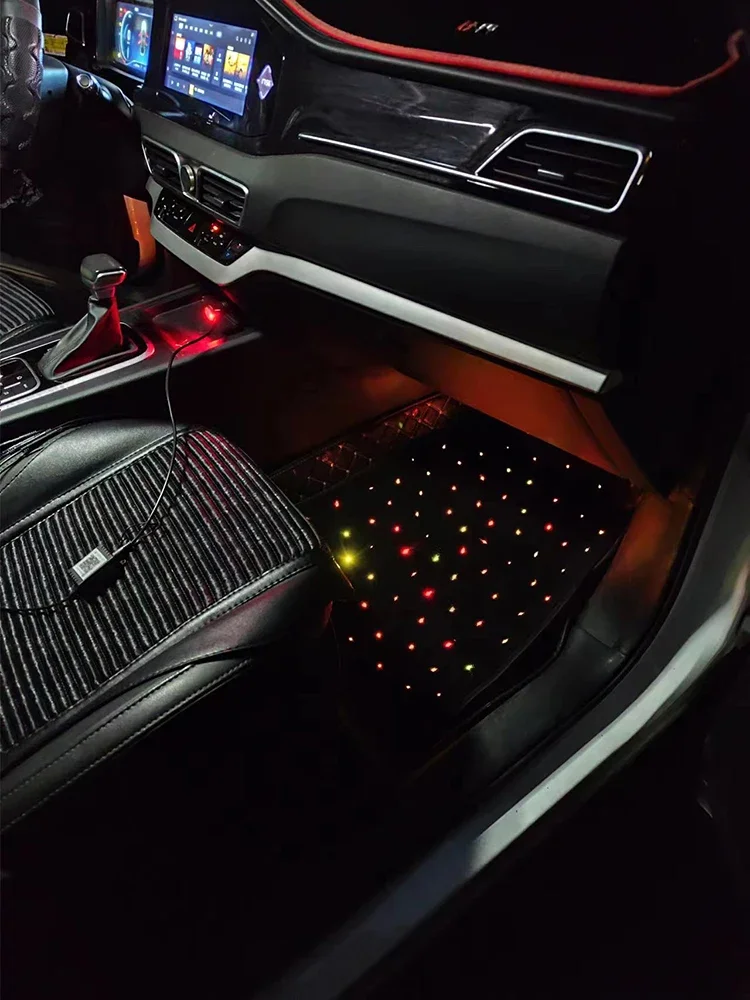 LED Fiber Optical Starlight Car Floor Mats Light Up Star Rug for Car