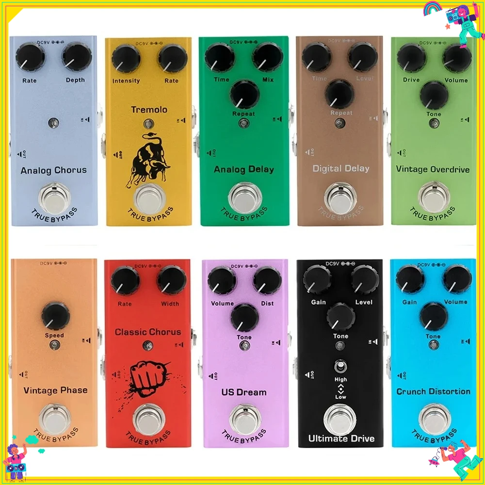 

Педаль эффектов для электрогитары, винтажная педаль Overdrive/Crunch Distortion/Classic Chorus/US Dream/цифровая задержка/аналоговая задержка/детали гитары
