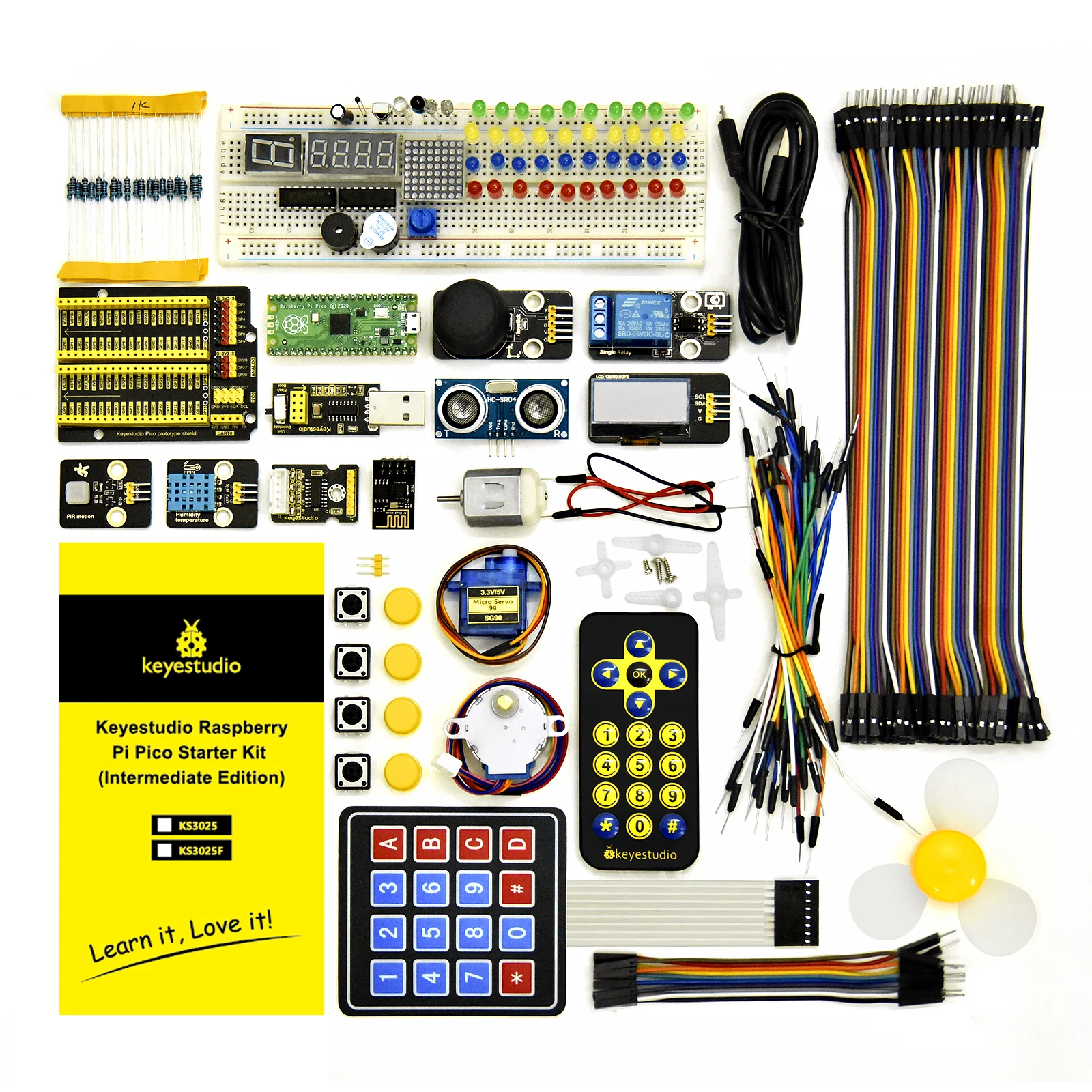 Keyestudio Raspberry Pi Pico Complete Starter Kit With 33 Projects Starter Kit For Raspberry Pi Pico Support MicroPython&Arduino