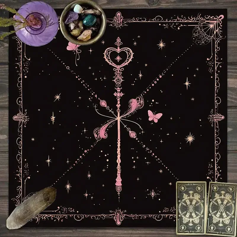 50/75/110cm Dreamy Pink Star Moon Butterfly Tablecloth Tarot Card Magic Game Board Game Special Table Mat Home Desk Decoration
