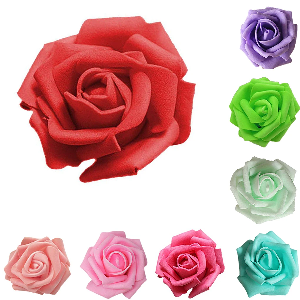 50Pcs 6-7cm Foam Rose Artificial Flower Bouquet Wedding Party Bouquet DIY Decoration Weddings Beautiful Artificial Rose Flowers