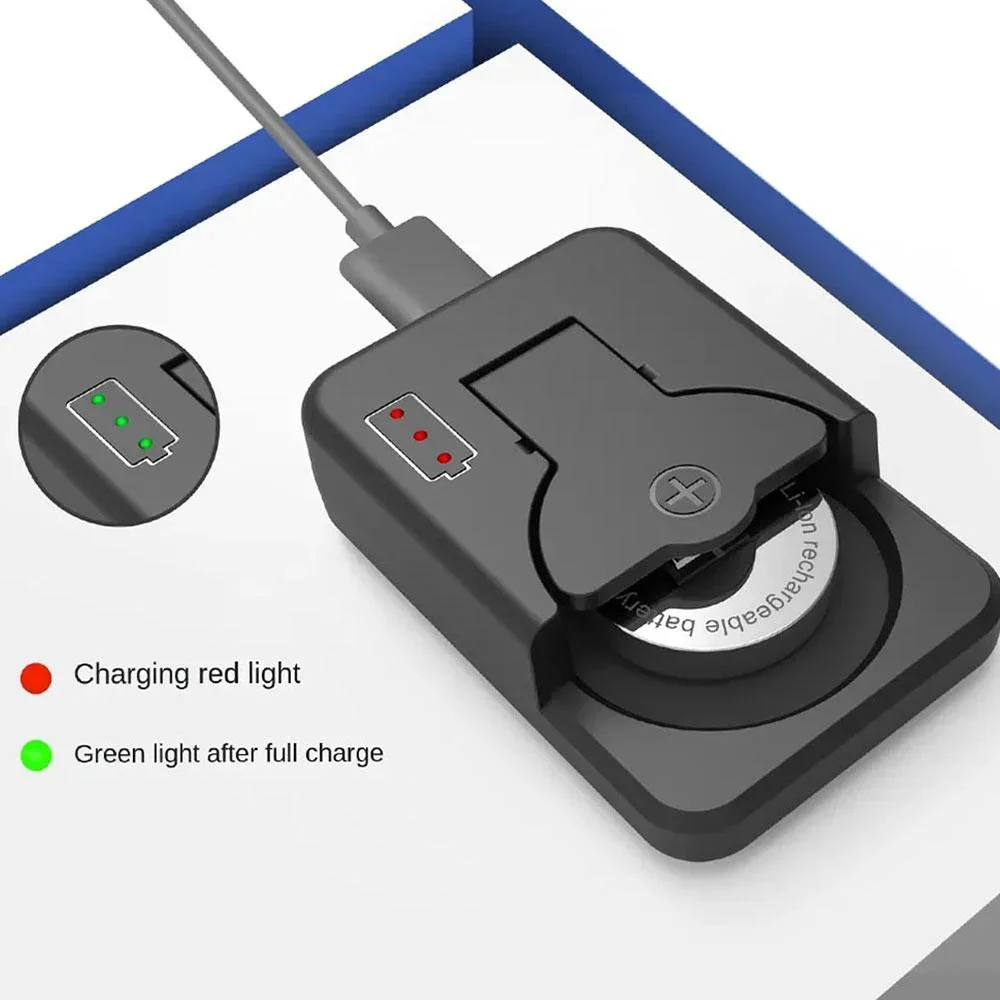Portable USB LIR2032 Button Charger Single Slot LED Charging Indicator Recharge Lithium Coin Cell Compact Small Charging Gadget