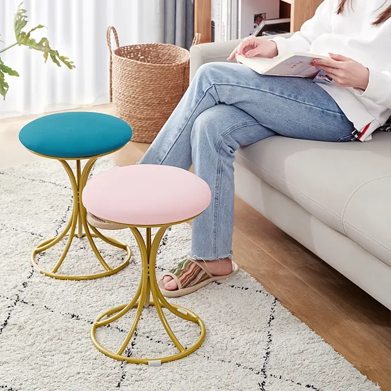 Nordic Portable Velvet Metal Vanity Stool Dinning Chair Modern Living Room Bedroom Furniture Makeup Chairs Hallway Shoes Stools