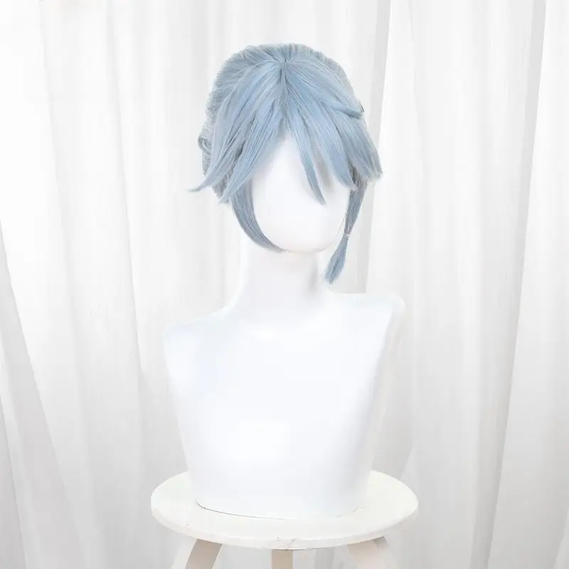 La quinta persona prisionero Luca invierno cigarra azul claro cola de caballo pequeña Cosplay Anime peluca