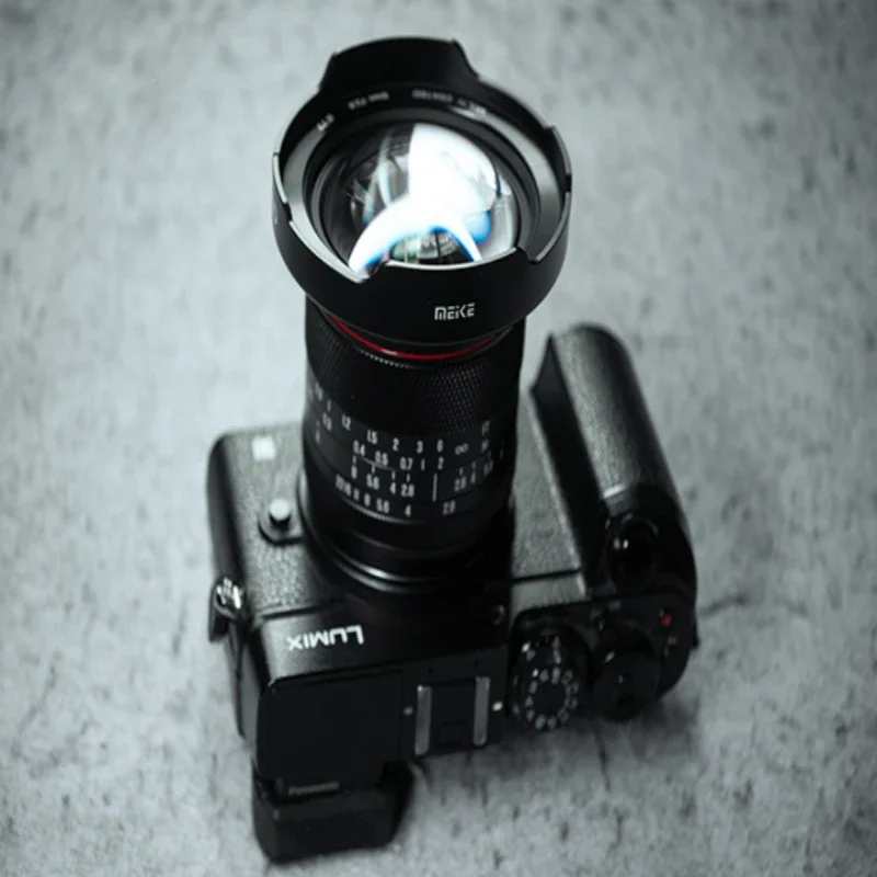 Meike MK-0828CFMF-MFT 8 مللي متر f2.8 عدسة تصوير يدوية بزاوية واسعة للغاية M4/3 إطار كاميرا بدون مرآة قياسية برايم