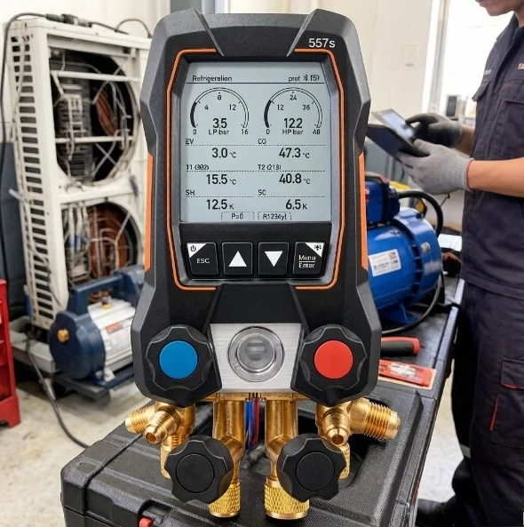 Digital Manifold Gauge Set 549/550S/557/570 for Refrigerant Charging & AC Pressure Testing, HVAC Vacuum Meter with Display