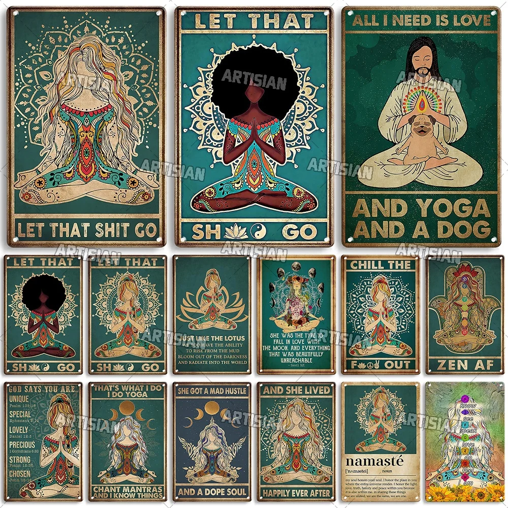 Artisian NAMASTE metalowa tablica Zazen znak blaszany joga medytacja ozdobny talerz dekoracje ścienne garaż Bar Pub Club Hotel kuchnia strona główna