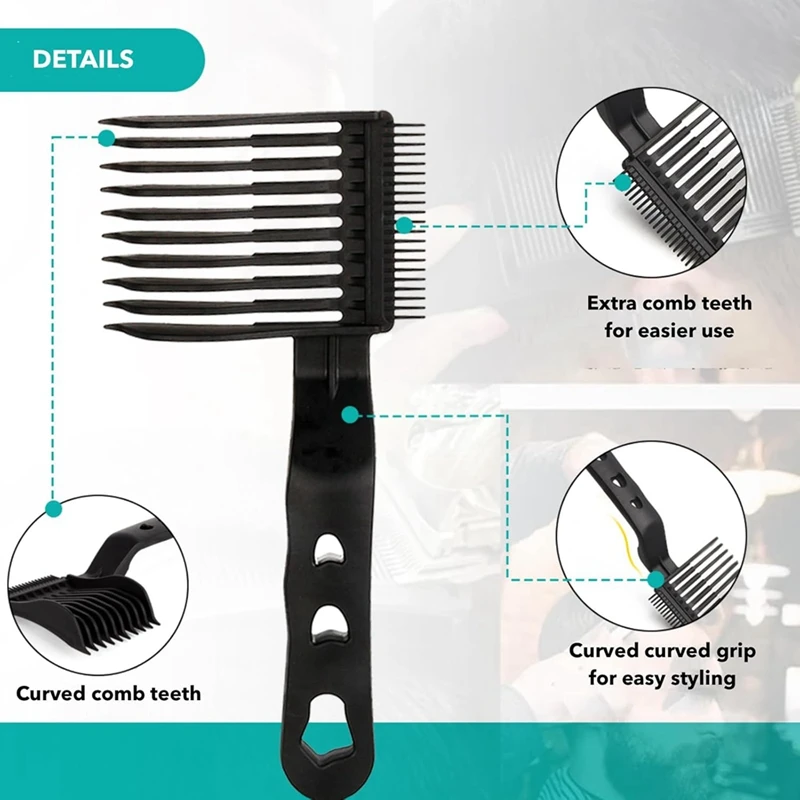 3Pcs Fade Comb For Men,Barber Cutting Comb, Anti-Static Heat Resistants Adjustable Curved Comb For Positioning And Flat