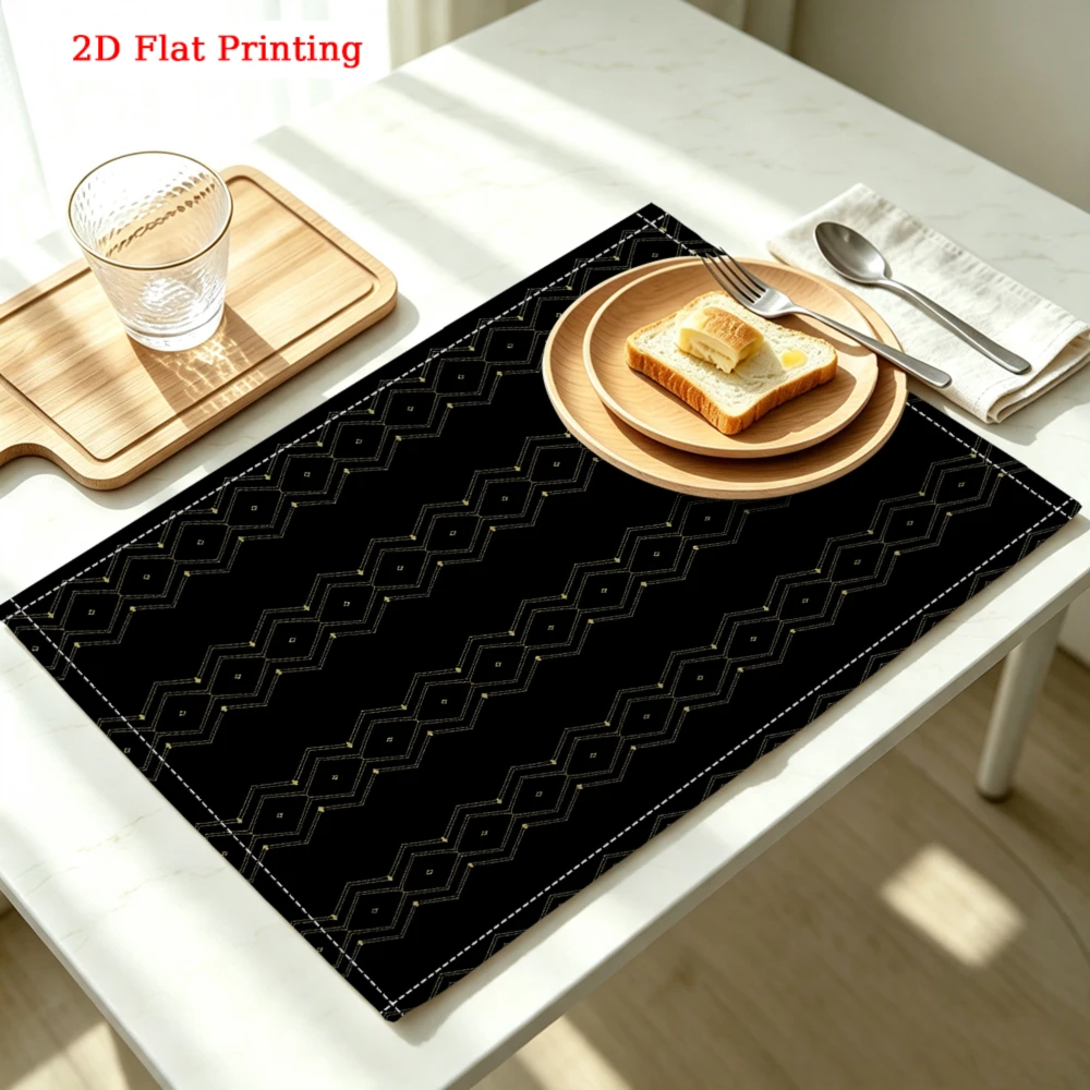 Geometric Diamond Pattern Kitchen Placemat Geometric Diamond Pattern Linen Pad Dish Coffee Cup Table Mat 1PC 30x40cm