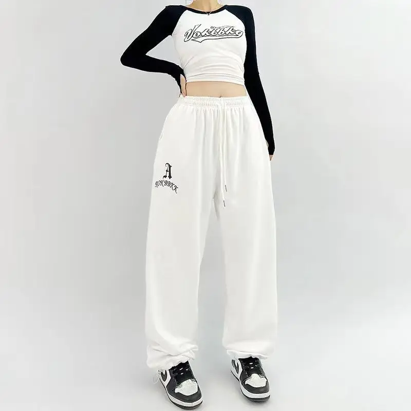 Autumn Hip Hop Gothic Black Jogging Sweatpants Oversize Y2K Grunge Kpop Baggy Trousers Harajuku Graphic Wide Leg Sports Pants