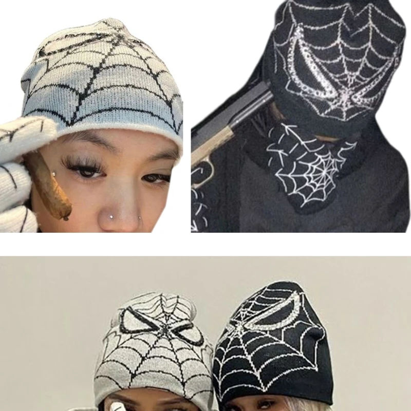 

Web Hat Y2k knit Beanie Skullies Beanie Web Beanie Skull Dropship