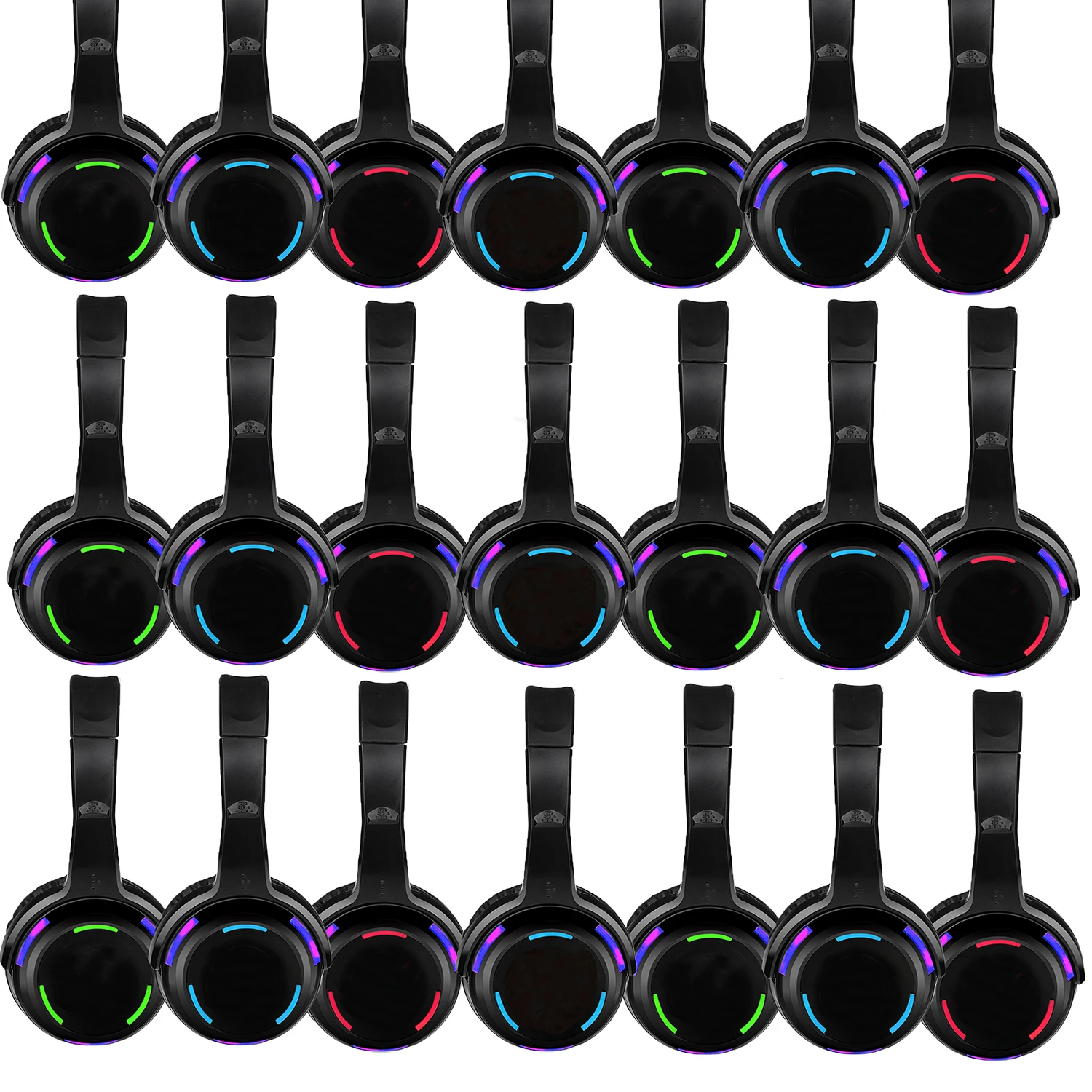 

Rechargeable Silent Disco LED Wireless Headphones Bundle with 40pcs Headsets with Transmitters and Chargers