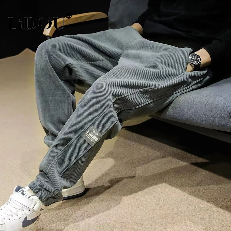 Spring Autumn New Fashion Temperament Trend Solid Color Pants Men Versatile Korean Simple Korean Loose Trousers Male Sweatpants