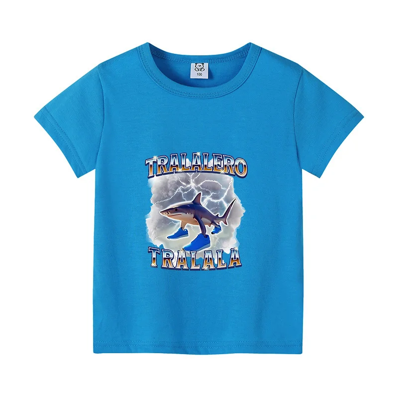 이탈리아 Brainrot Baby Boys 소녀 반팔 티셔츠 재미 있은 동물 Meme 여름 코튼 탑 의류 Tung Tung Sahur 캐주얼 티