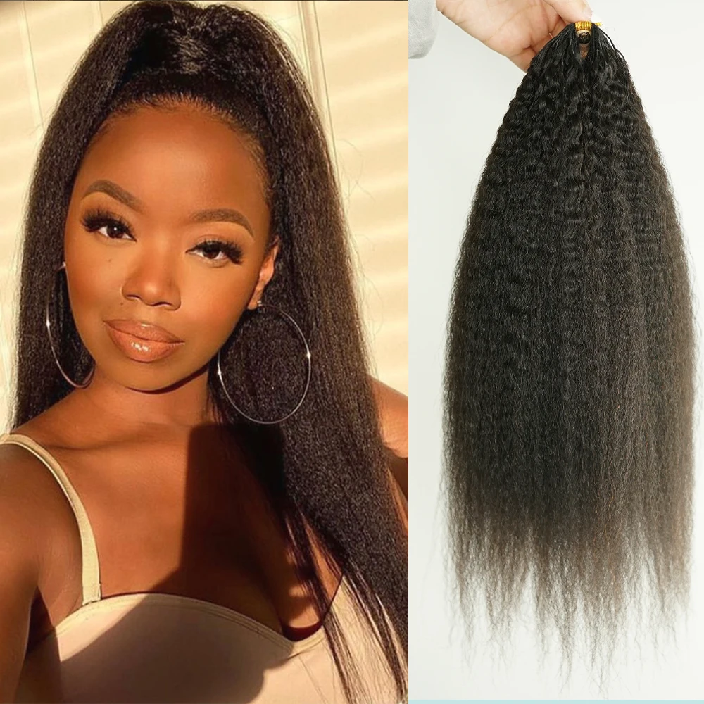 

Афро-кудрявые прямые предварительно разделенные крючком волосы без узлов, вязанные крючком волосы с перьями, 100% человеческие волосы, бесклеевые волосы