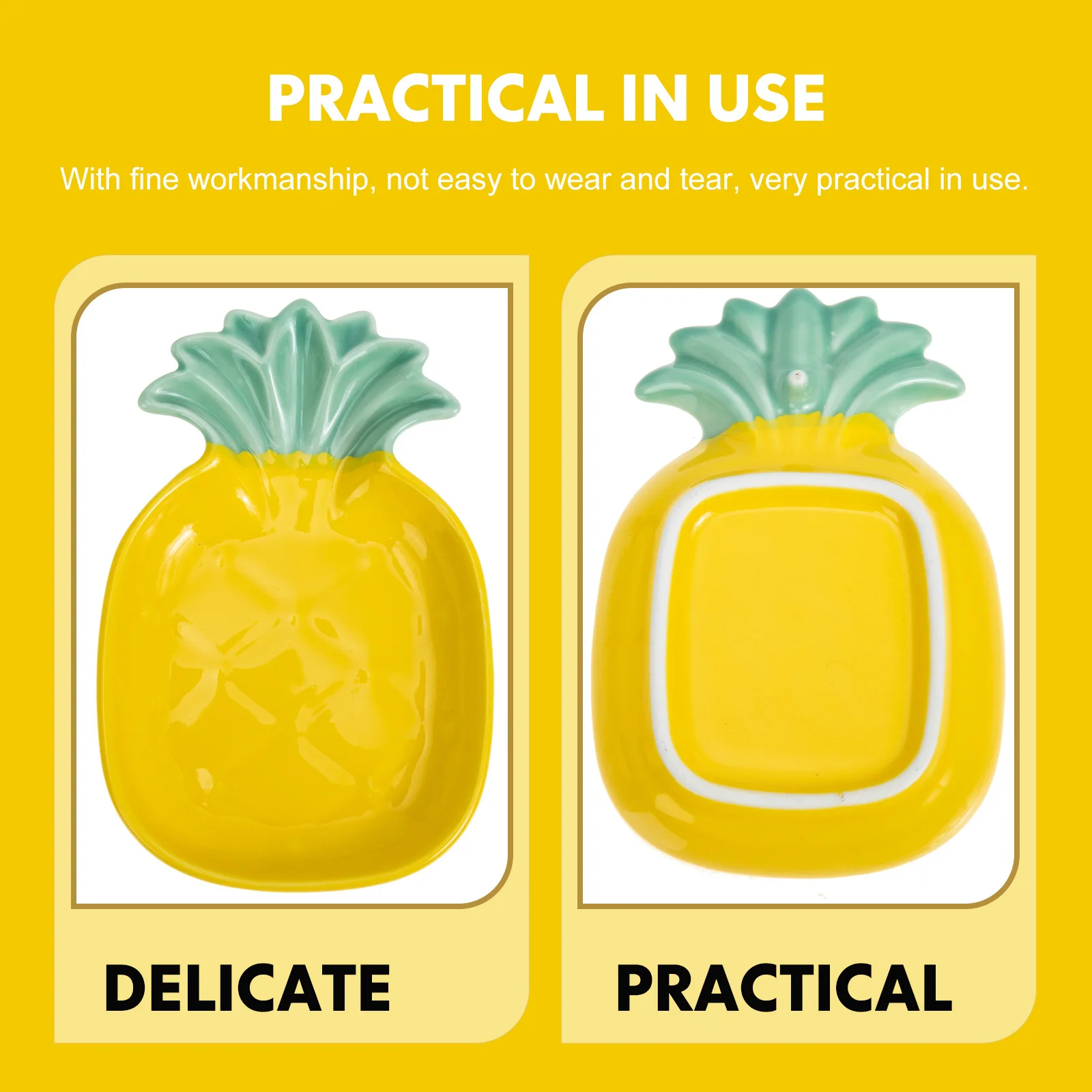 

2Pcs Ceramic Pineapple Designed Sauce Dipping Dishes Lightweight Portable Relish Plates for Soy Sauce Side Snacks Condiment