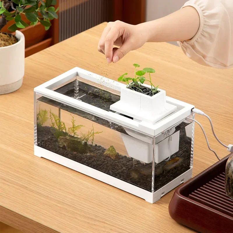 Mini Aquarium Aquarium Desktop Box Licht Streifen Wasserpumpe Filterung Stille Heizung Zucht Aquarium Box Büro Schreibtisch Dekoration