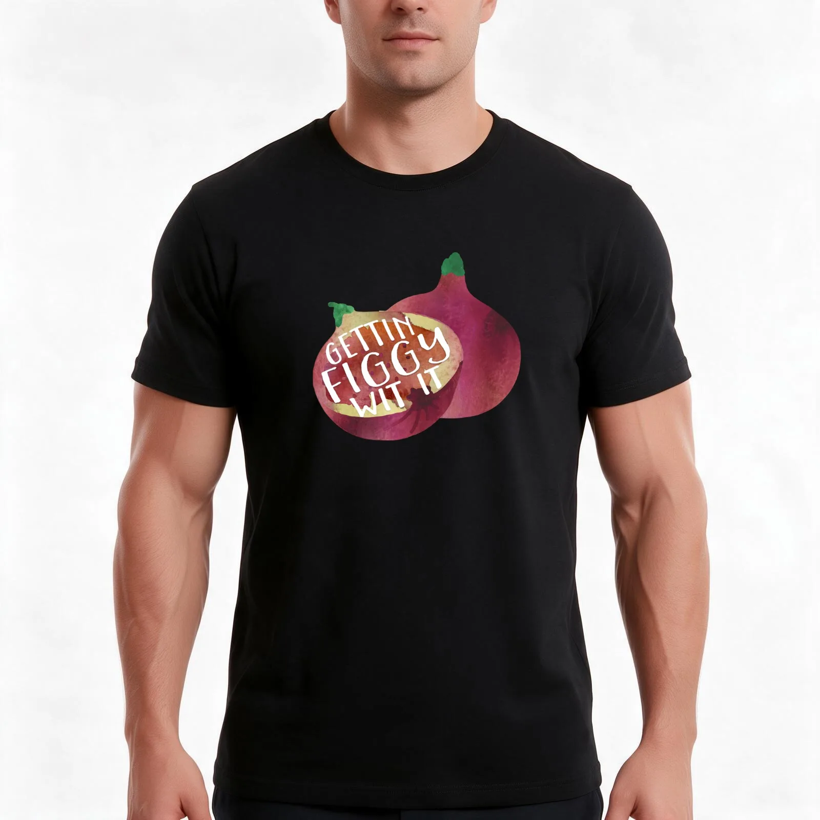 Gettin Figgy Wit It T-Shirt, Summer Casual Cotton Tee, Oversized Streetwear Tops, Vintage Graphic Print, Loose Fit Short Sleeve