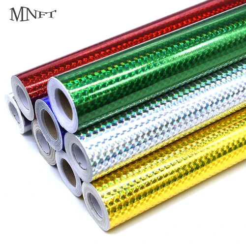 Imagen 1 del producto MNFT 45cm de ancho 5/10 metros señuelo de pesca Material de fabricación de piel película adhesiva holográfica pegatina cinta Flash calcomanía de cebo Sabiki