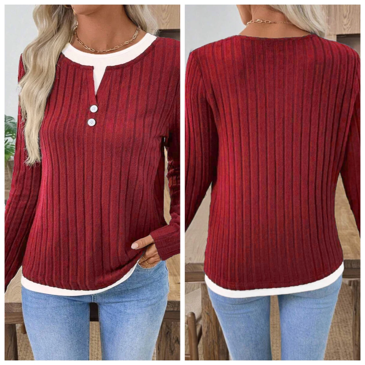 Solid Color Casual Loose Sweaters Women Autumn T-shirts Long Sleeve Blouses Pullovers Fashion Female Button Crew Neck Tunic Tops