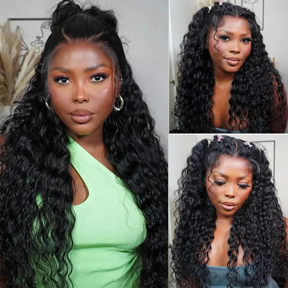 HD invisi Strap 360 Lace Front Wigs Human Hair Wigs Preplucked Deep Curly Glueless Wig Human Hair Redy to Wear 360 Full Lace Wig