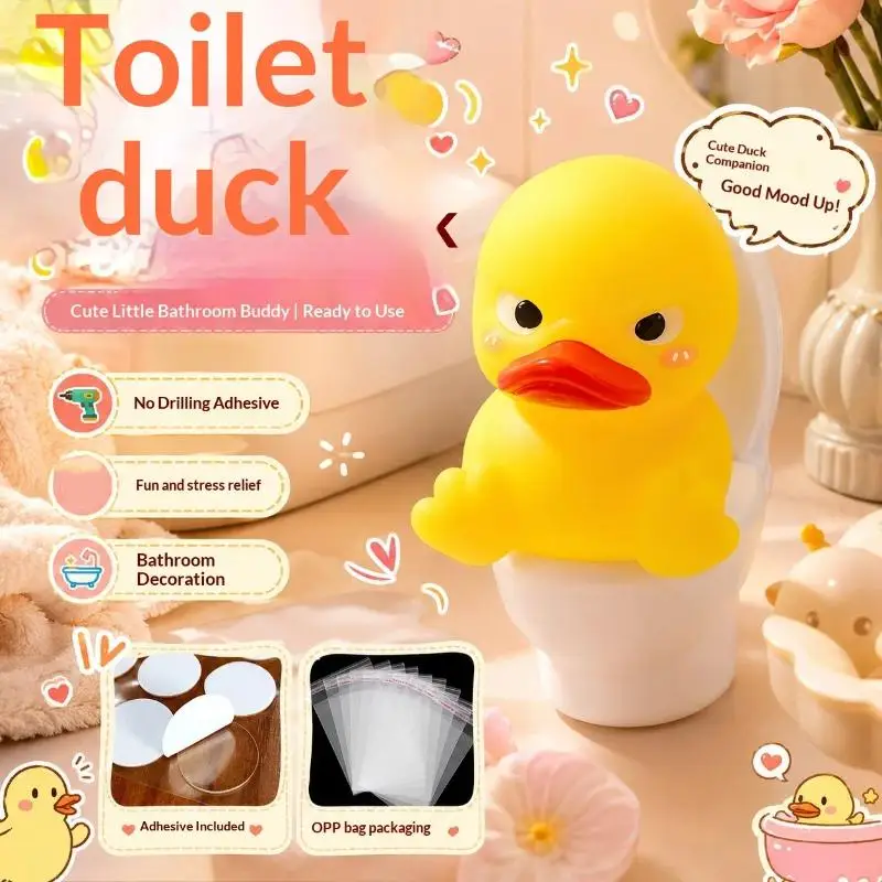 Cute Toilet Duck Friend Kawaii Statue, Desktop Car Bookshelf Bathroom Decor, Christmas Gift, Small Ornament, Perfect For Festive