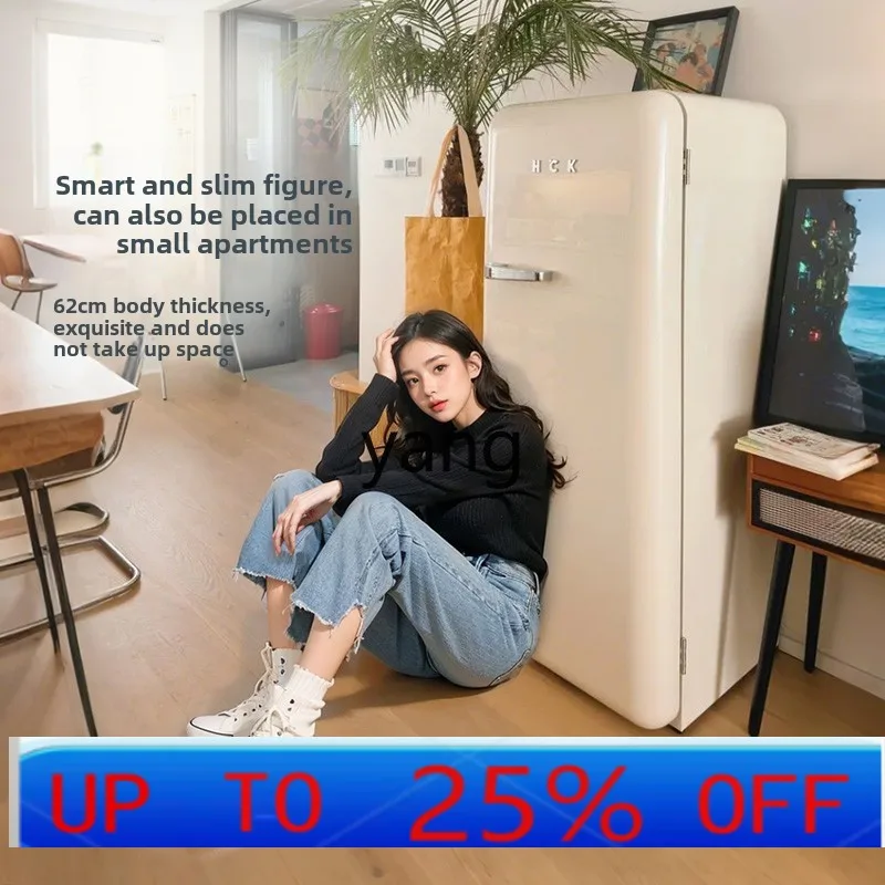 

Lhh retro refrigerator home living room office frozen refrigerated large single door