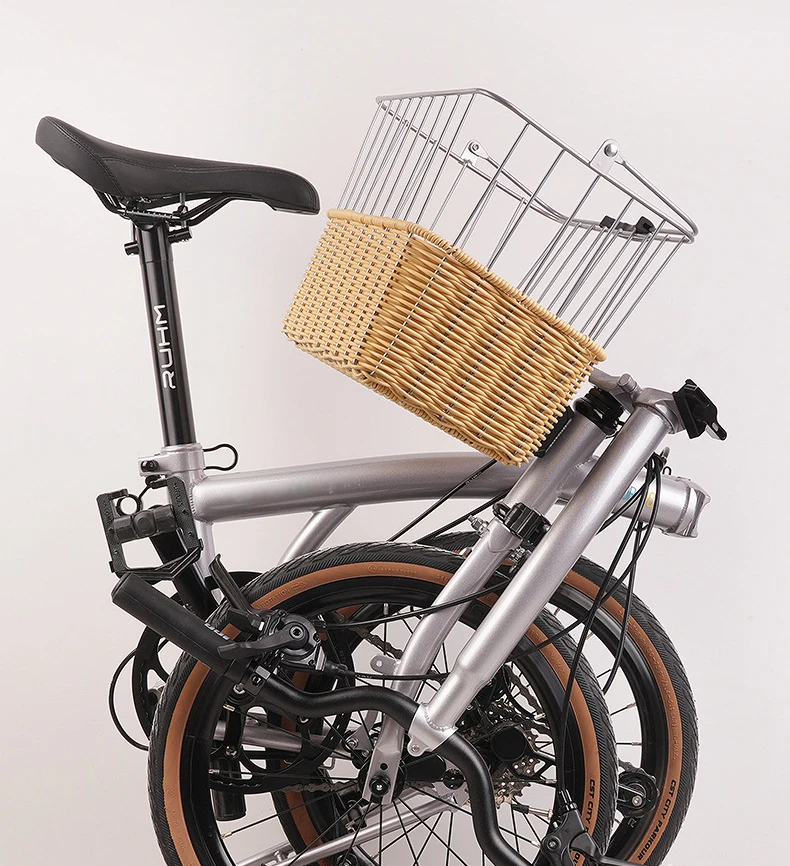 Removable woven bike basket retro front bike basket for brompton
