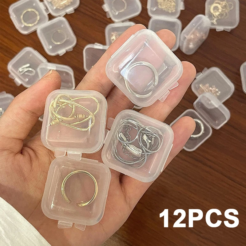 Mini Jewelry Boxes Square Clear Plastic Earrings Storage Case Container Earplug Ring Beads Packaging Box Small Items