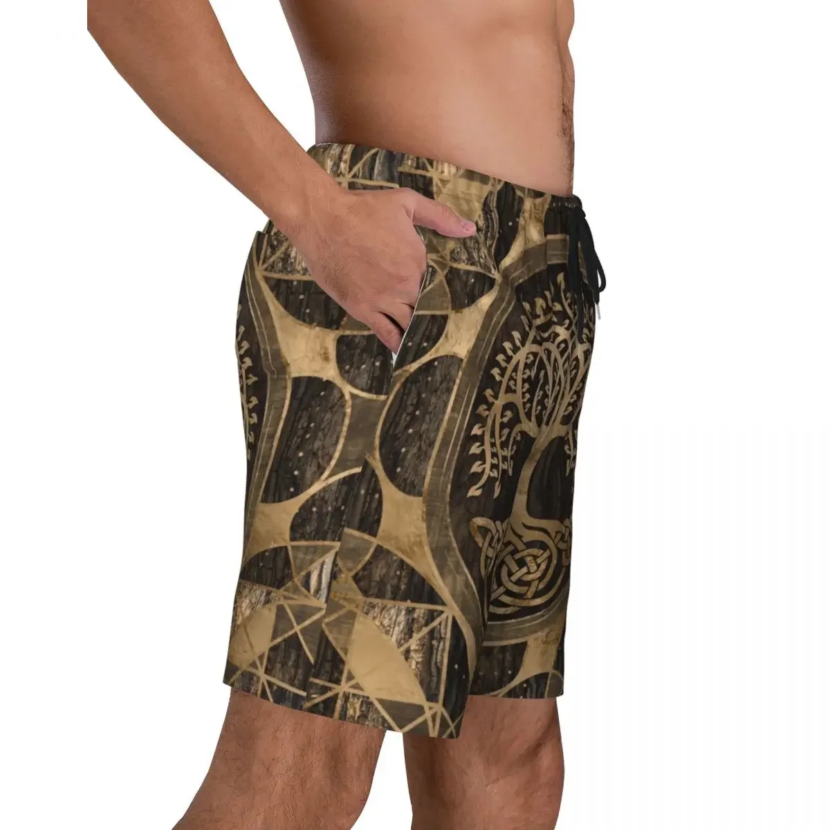 Tree Of Life Yggdrasil Print Men Swim Trunks Quick Dry Beachwear Beach Board Shorts Viking Norse Boardshorts