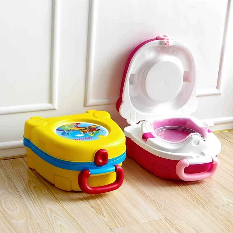 Small Travel Portable Kids Foldable Sink Kids Can Camp Bucket Cover Toilet Trainer Carries Outdoor Baby With Charming Cartoon