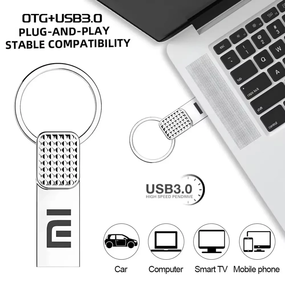 محرك فلاش أصلي من Xiaomi 2 تيرا بايت USB 3.0 محرك قلم عالي السرعة 1 تيرا بايت معدني مقاوم للماء من النوع C ذاكرة USB لأجهزة تخزين الكمبيوتر