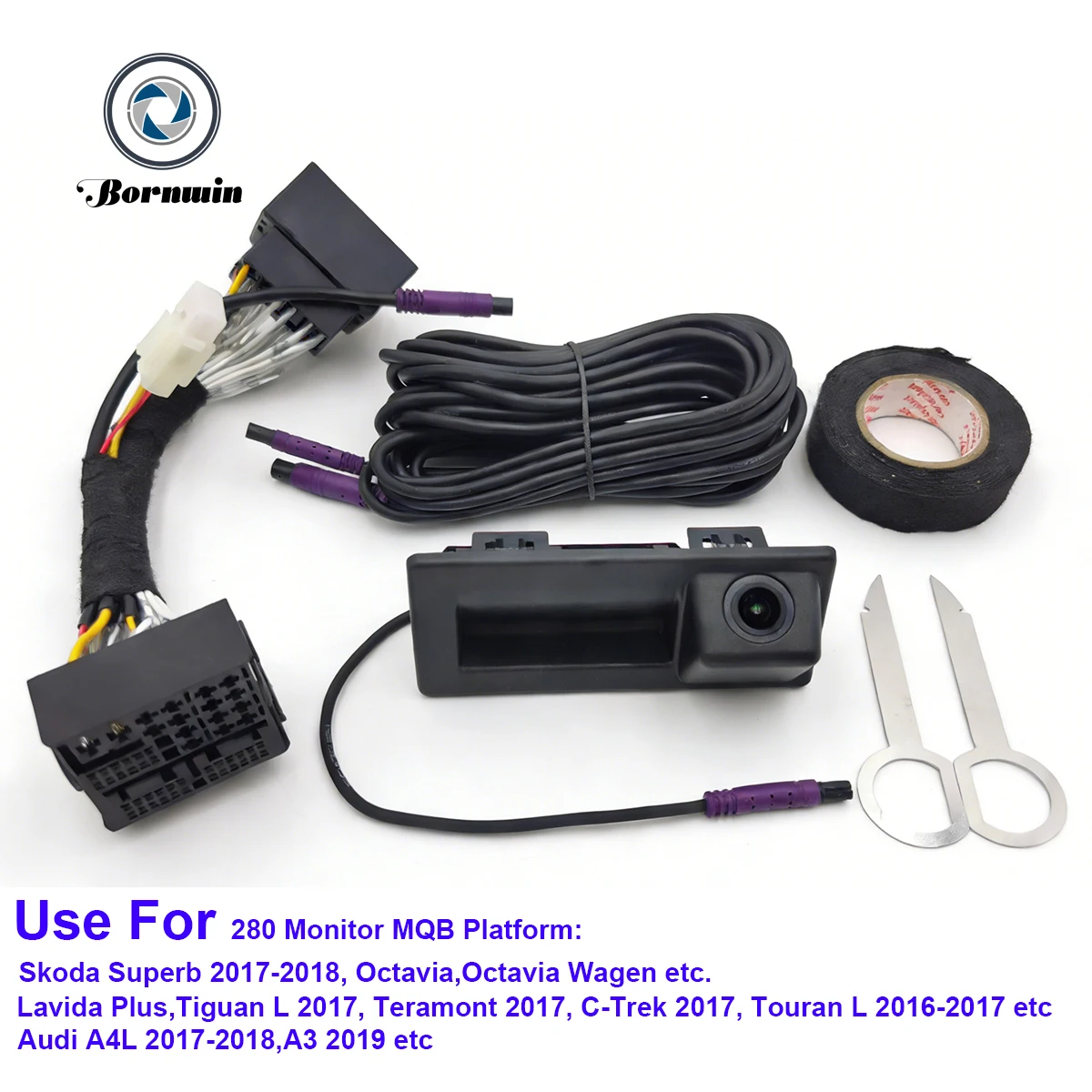 Bornwin Canbus Dynamic Trajectory Reverse Camera For VW Tiguan II 2016 To 2023 PQ MQB Platform STD Unit Backup Work