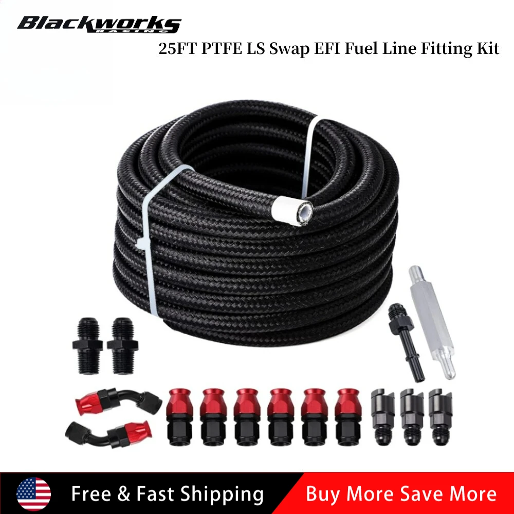 

Комплект фитингов топливопровода 6AN PTFE LS Swap EFI со шлангом 25 футов и 15 фитингами E85 AN6