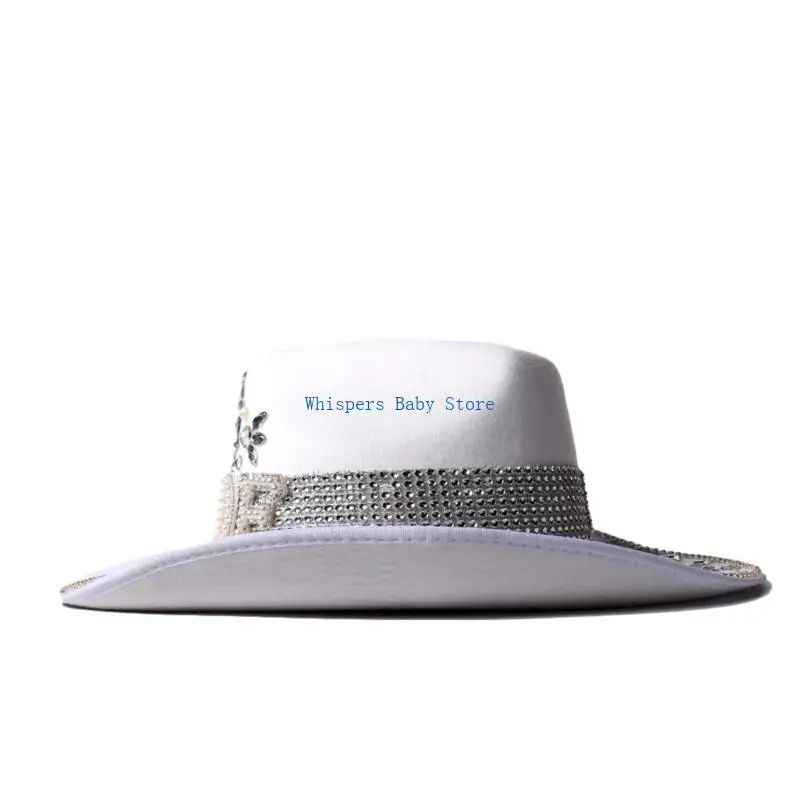 U90E Cowboy Hat with Crystal Glitter Western Cowgirl Hat for Women Girl Photo Props