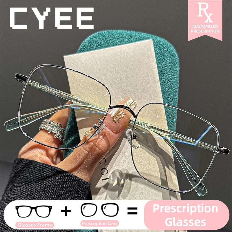 

CyeeClassic Metal Photochromic Myopia Eyeglasses Square Progressive Lenses Glasses Women Customized Prescription Optical Eyewear