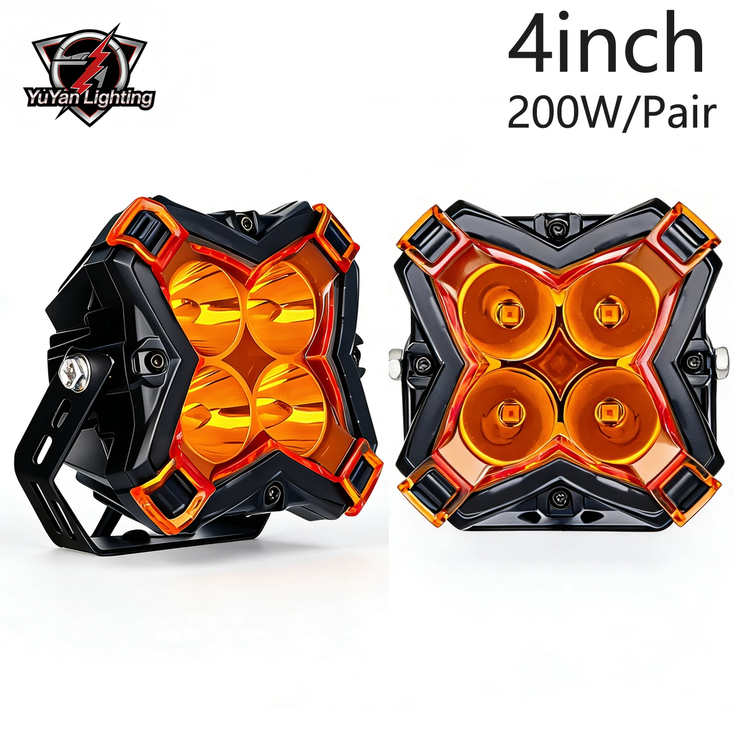 2 Stück 4LED Auto-Arbeitsscheinwerfer mit Tagfahrlicht 12V 24V Superhelle Wasserdichte Offroad-Scheinwerfer Zusätzliche Fahrlichter für 4x4-Trucks
