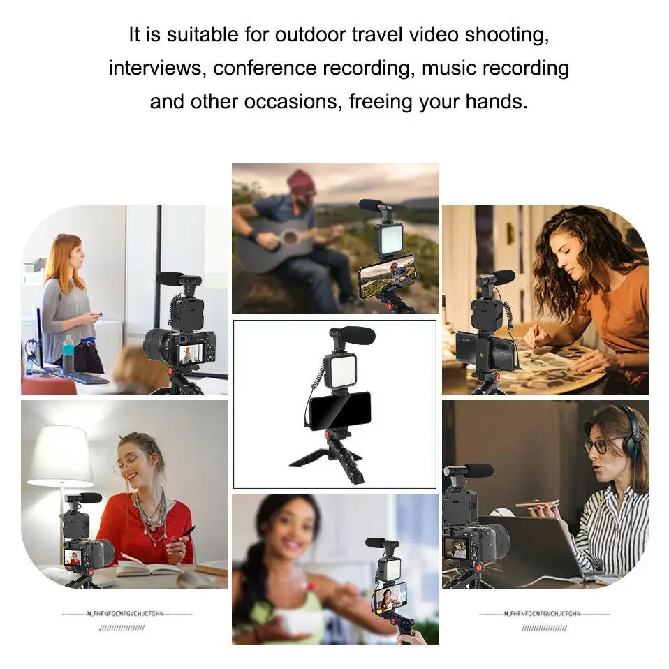 طقم إضاءة LED لميكروفون الفيديو للهواتف الذكية لهاتف iPhone YouTube Live